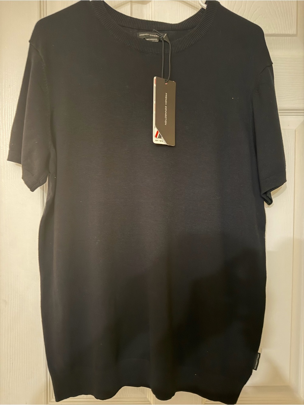 French Connection women’s navy Short Sleeve Crew Neck Polo-Style sweater